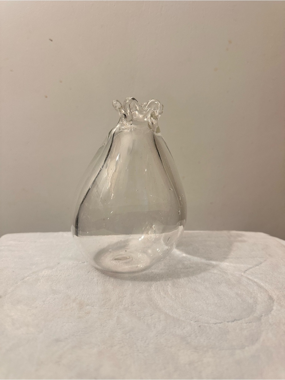 HANDBLOWN Clear Glass Pear Shaped Bud Vase